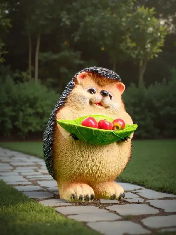 Садовая фигура из полистоуна &laquo;Ежик с листочком&raquo;, 16&times;11&times;12 см