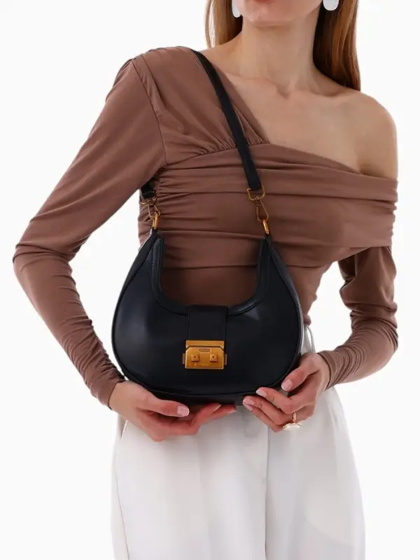 Сумка женская багет TEXTURA на молнии, 24&times;6.5&times;13 см, чёрная