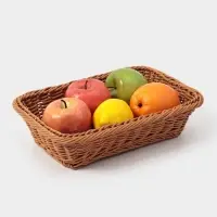 Корзина для продуктов Доляна, 30&times;19.5&times;6 см, плетёная, пластик, коричневая