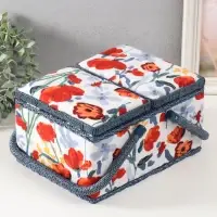 Шкатулка для рукоделия и шитья &laquo;Летние цветы на белом&raquo;, хранение ниток, иголок, мелочи, 19&times;26&times;14.5 см