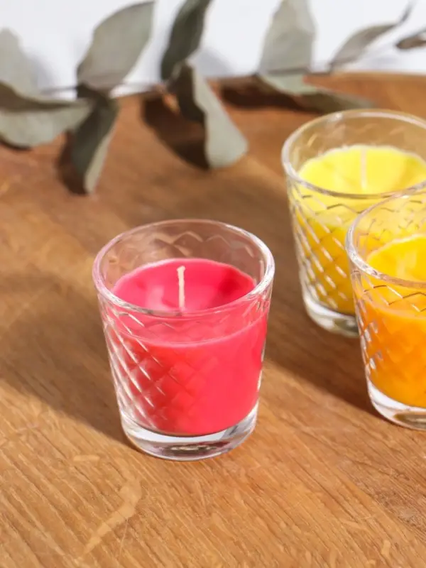 Ароматическая свеча в стакане, набор 3 шт., по 50 мл, 10 ч, 32 г, земляника, манго, цитрус