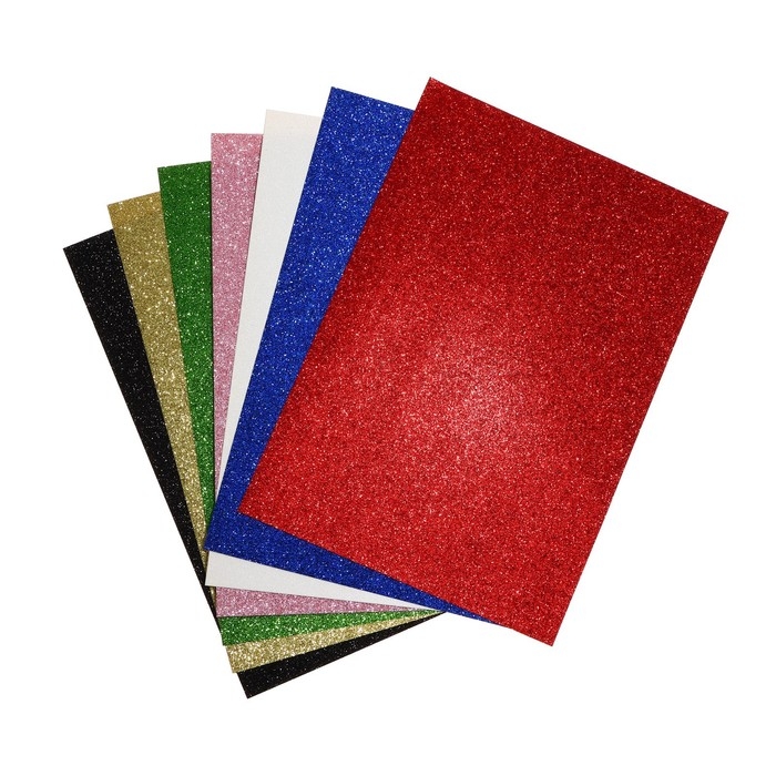 Картон цветной А4, 7 цветов, 7 листов мелованный  Картон цветной А4, 7 цветов, 7 листов мелованный "Каляка-Маляка", с блестками, 330 г/м2, в картонной папке