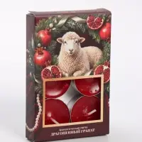 Свечи ароматические чайные &laquo;Гранатовая овечка&raquo;, набор 6 шт., гранат