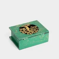 Шкатулка &laquo;Древо&raquo;, 19&times;14&times;7 см, МДФ, зелёная