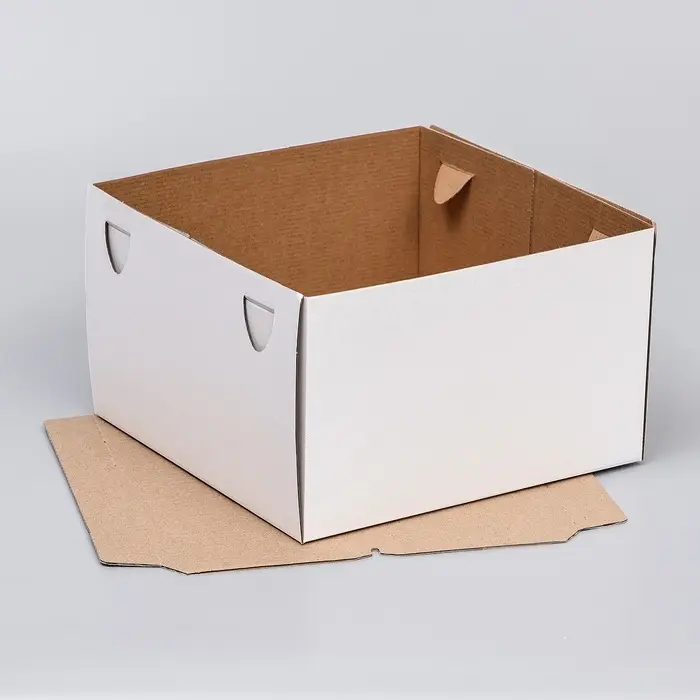 Коробка под торт с окном, &laquo;Пироженка&raquo;, с усиленным дном, белая, 30&times;30&times;19 см