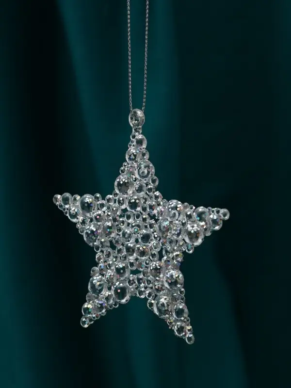 Ёлочные игрушки 2 шт. &laquo;Зимнее волшебство. Звезда - магия&raquo;, 9.5 см, прозрачный