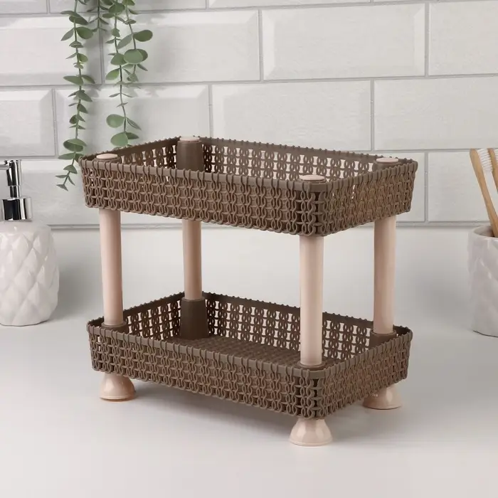 Органайзер для хранения косметики, двухуровневый, 24&times;15&times;20 см, МИКС