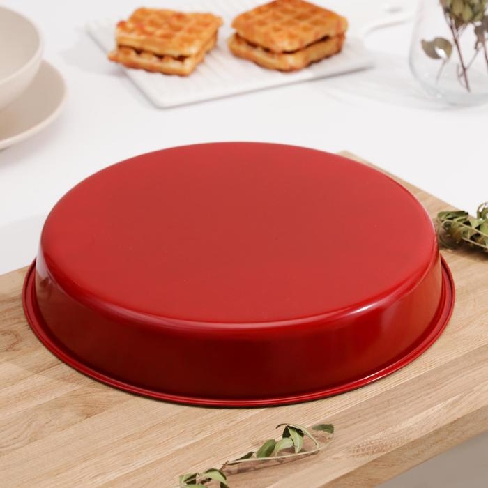 Форма для выпечки Доляна «Флёри.Круг», 27,5×4 см, керамическое покрытие, цвет красный Форма для выпечки Доляна «Флёри.Круг», 27,5×4 см, керамическое покрытие, цвет красный