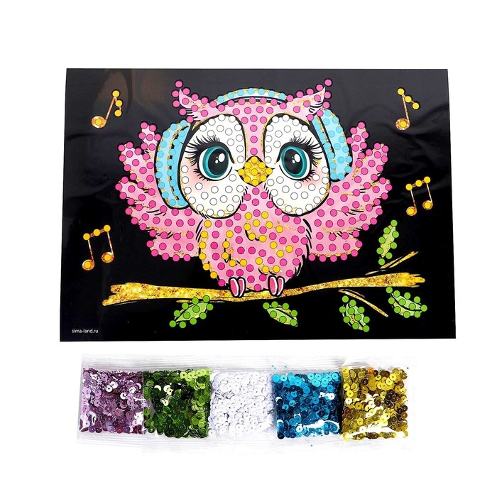 Аппликация пайетками для детей «Милая сова», набор для творчества