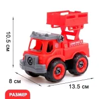 Конструктор винтовой &laquo;Пожарный транспорт&raquo;, набор 2 штуки, с отверткой, 59 деталей