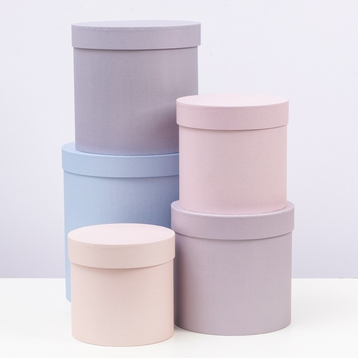 Набор круглых коробок 5 в 1  Набор круглых коробок 5 в 1 "Кварц" 23 х 23 х 25 - 15 х 15 х 15 см