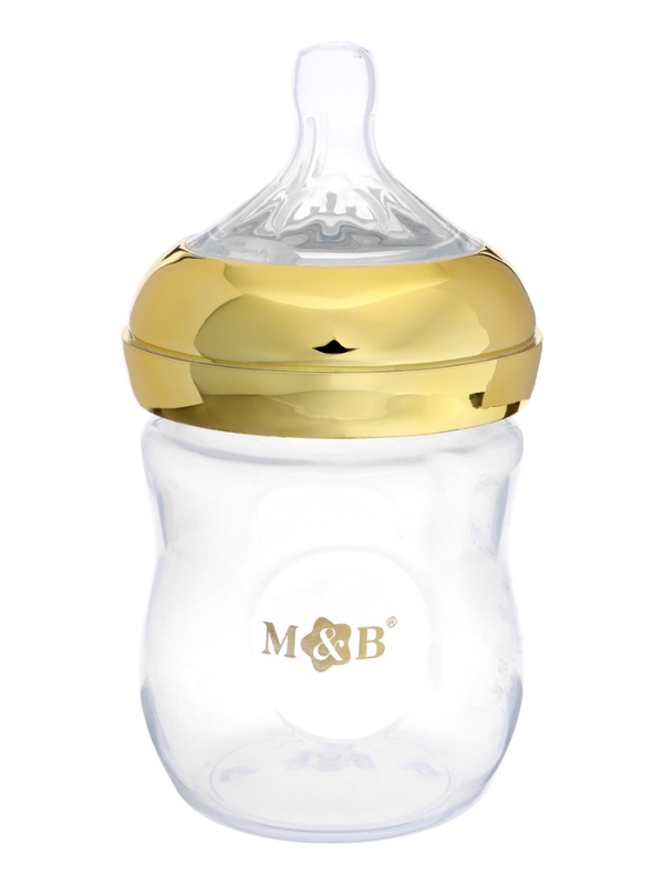 Бутылочка для кормления с наклейками «Я тут главный» от 0 мес., 150 мл., цвет золотой, M&B