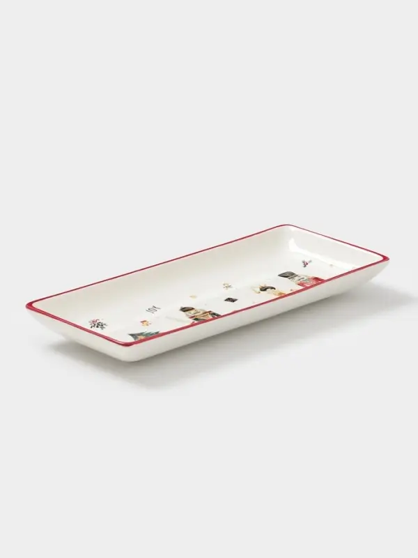 Тарелка сервировочная новогодняя Доляна «Сказочный бал», доломит, белая Тарелка сервировочная новогодняя Доляна «Сказочный бал», доломит, белая