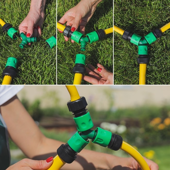 Тройник, быстросъёмное соединение, пластик, Greengo Тройник, быстросъёмное соединение, пластик, Greengo