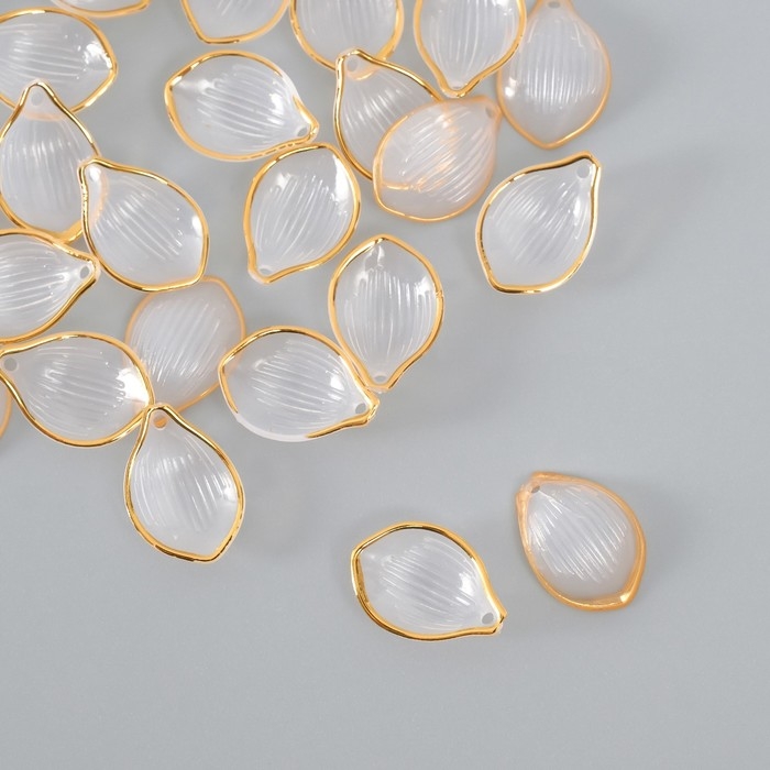 Декор для творчества пластик "Лепесток прозрачно-золотой" набор 25 шт 2,3х1,6 см