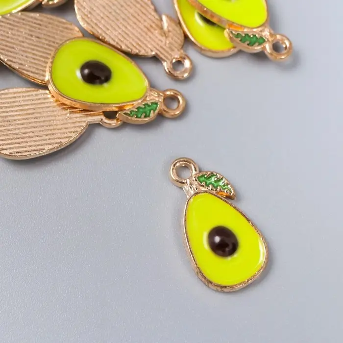 Декор для творчества металл, эмаль  Декор для творчества металл, эмаль "Авокадо" зелёный 1,7х1 см