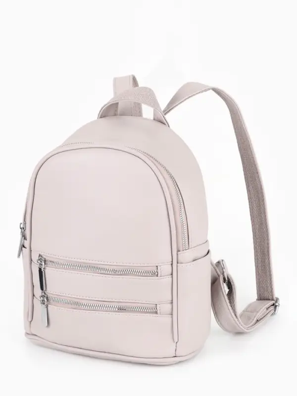 Рюкзак-мини женский на молнии, с карманом, размер 22&times;12&times;25 см, бежевый