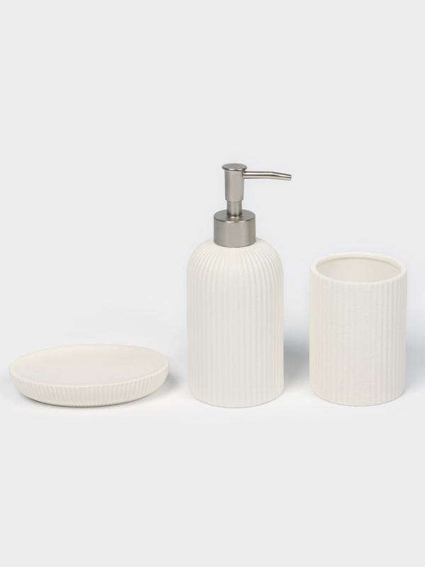Набор для ванной Набор для ванной "Neat" 3 предмета (дозатор для мыла, стакан, мыльница)