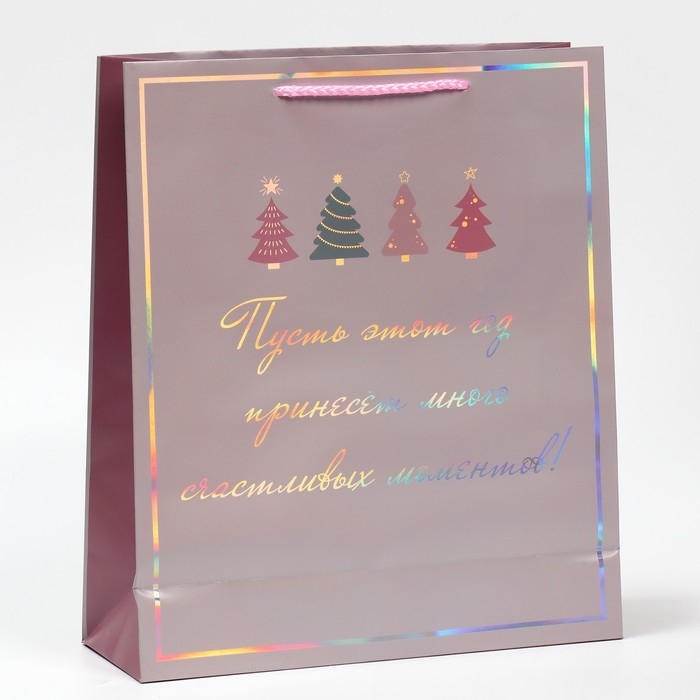 Пакет голографический вертикальный «Моменты», 26 х 32 х 9 см, Новый год Пакет голографический вертикальный «Моменты», 26 х 32 х 9 см, Новый год