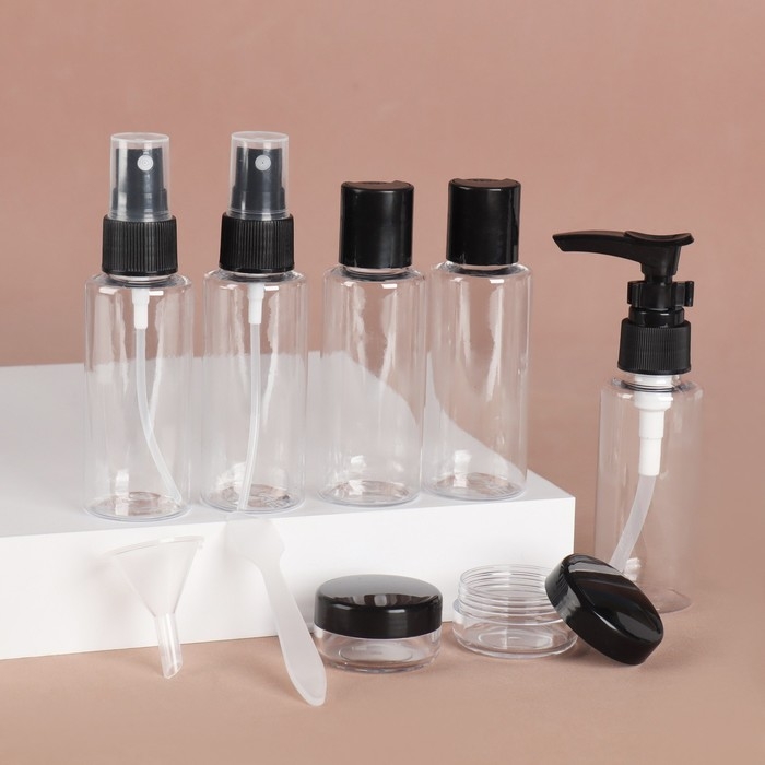 Набор для хранения, в чехле, 9 предметов, цвет прозрачный/чёрный Набор для хранения, в чехле, 9 предметов, цвет прозрачный/чёрный