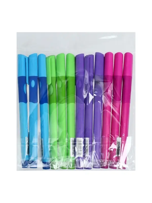 Ручка шариковая, 0.7 мм, стержень синий, корпус с резиновым держателем, МИКС