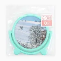 Зеркало настольное, с рамкой для фото, d=18.5 см, (d=13.5 см), МИКС