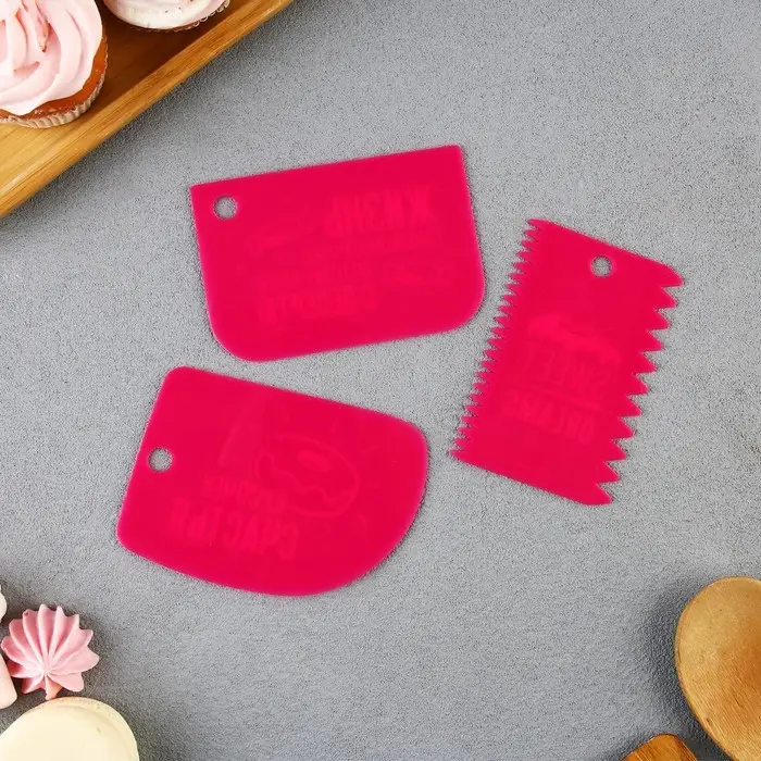 Шпатели кондитерские, набор 11.5×8 см, 11.2×6.5 см, 10×7 см «Кусочек счастья», 3 шт Шпатели кондитерские, набор 11.5×8 см, 11.2×6.5 см, 10×7 см «Кусочек счастья», 3 шт