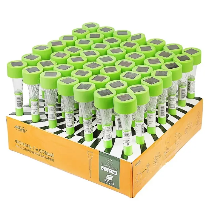 Садовый светильник &laquo;Зелёная трапеция&raquo;, уличный, на солнечной батарее, 4.5&times;30&times;4.5 см, 1 LED, свечение белое