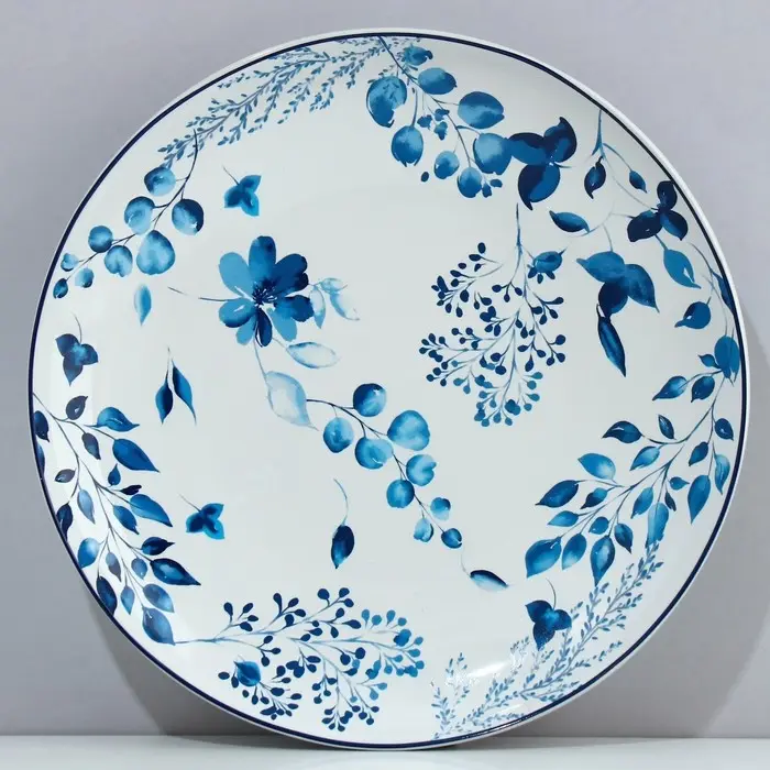 Тарелка плоская керамическая &laquo;Синие цветы&raquo;, d=25.5 см
