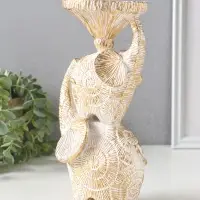 Подсвечник полистоун на 1 свечу "Слоны. Золотые круги" d=8 см 12х10х24 см