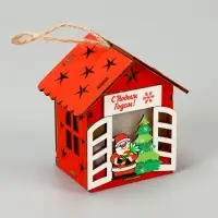 Ёлочная игрушка &laquo;Дед Мороз у ёлки&raquo;, 8&times;7&times;6 см, 1 LED, от батареек, свечение тёплое белое