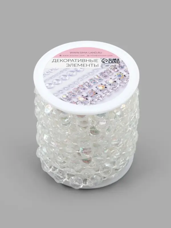 Бусы на нитях, с голографией, 10 мм, 9&plusmn;1 м, прозрачные