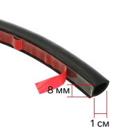 Уплотнитель двери в автомобиль, О-образный, 10×10 мм, самоклеящийся, 5 м, черный
