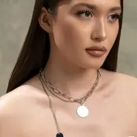 Кулон &laquo;Цепь&raquo;, звенья, 2 нити, цвет серебро, 42 см