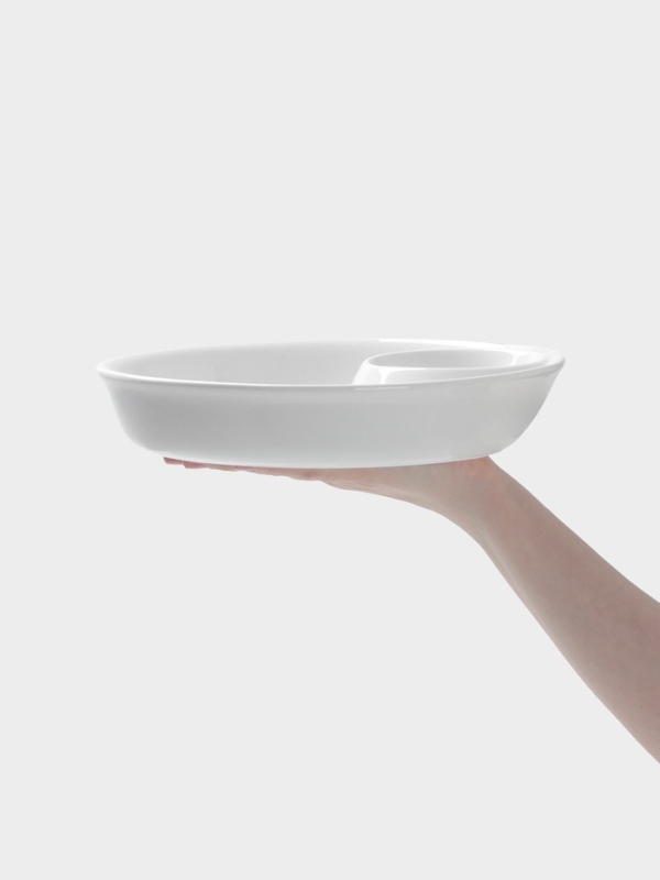 Блюдо Hanna Knövell, d=25 см, с секцией для соуса, фарфор, белое