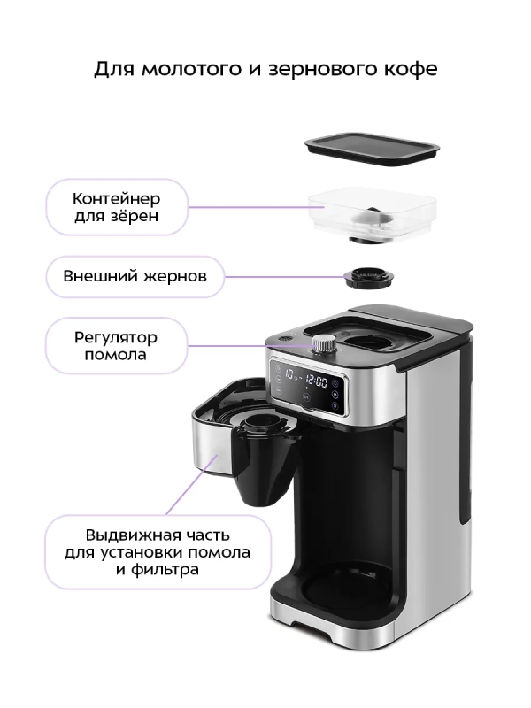 Кофемашина капельная КТ-7522 - 1000 Вт