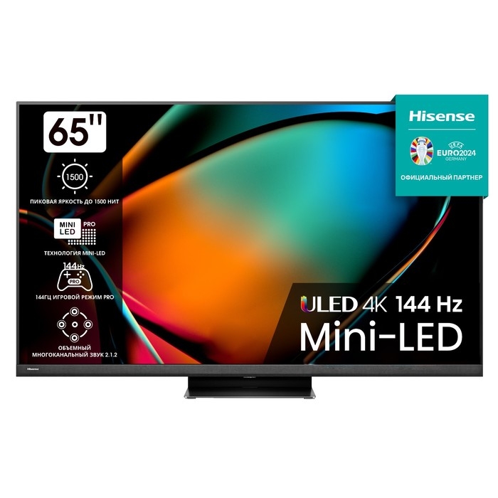 Телевизор HISENSE 65U8KQ, 65 Телевизор HISENSE 65U8KQ, 65", 3840x2160,DVB-T2/C/S2,HDMI 4,USB 1,m-LED,Smart TV,черный