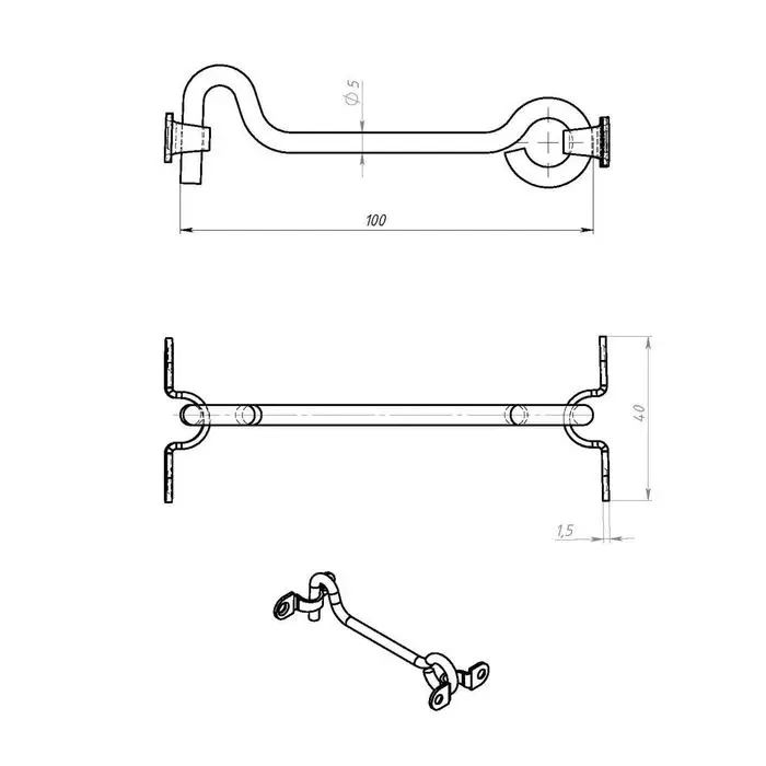 Крючок ветровой КР-100, покрытие цинк Крючок ветровой КР-100, покрытие цинк