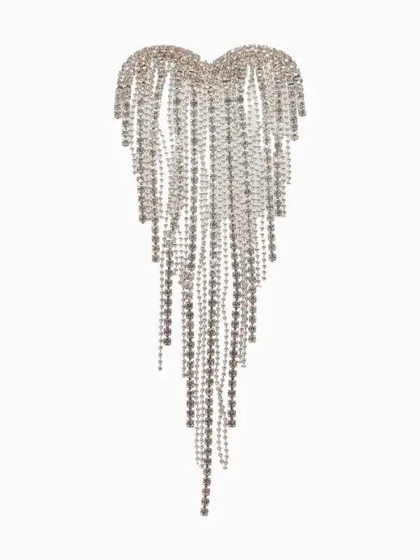 Брошь  Брошь "Сердце" водопад сраз, цвет белый в серебре