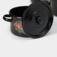 Набор кастрюль эмалированных &laquo;Жостово&raquo;, 3 шт.: 1.5 л, 2.9 л, 4.5 л, чёрный