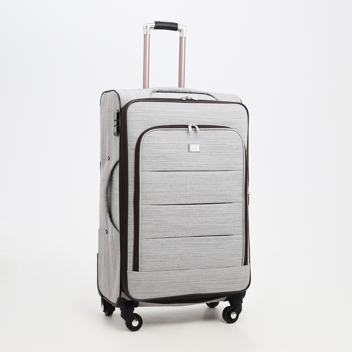 Чемодан большой 95 л (L), отдел на молнии, с расширением, кодовый замок, 4 колеса, наружный карман, цвет серый Чемодан большой 95 л (L), отдел на молнии, с расширением, кодовый замок, 4 колеса, наружный карман, цвет серый