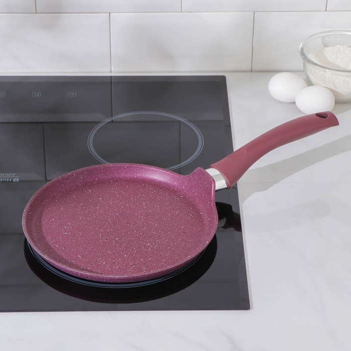 Сковорода блинная Trendy style, d=22 см, пластиковая ручка, антипригарное покрытие, цвет фиолетовый Сковорода блинная Trendy style, d=22 см, пластиковая ручка, антипригарное покрытие, цвет фиолетовый