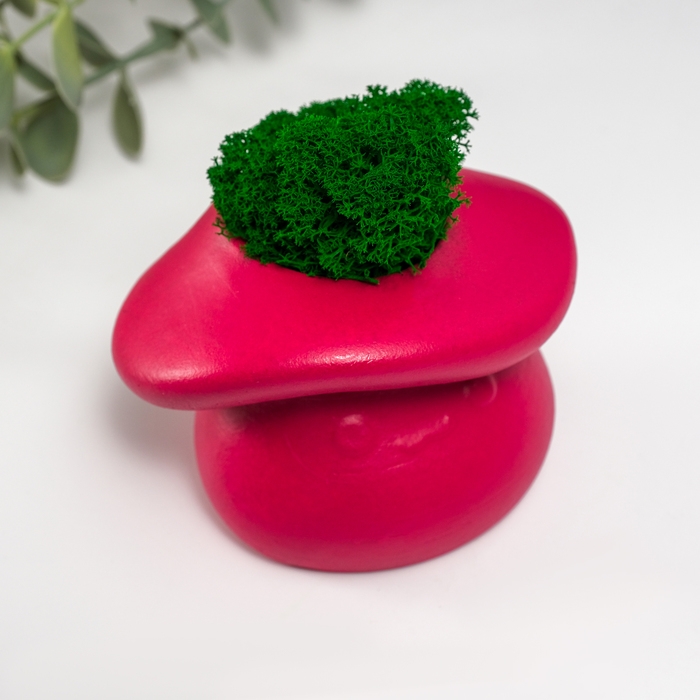 Кашпо бетонное  Кашпо бетонное "Гриб" со мхом 10х8х6,5 см бордо (мох зеленый стабилизированный)