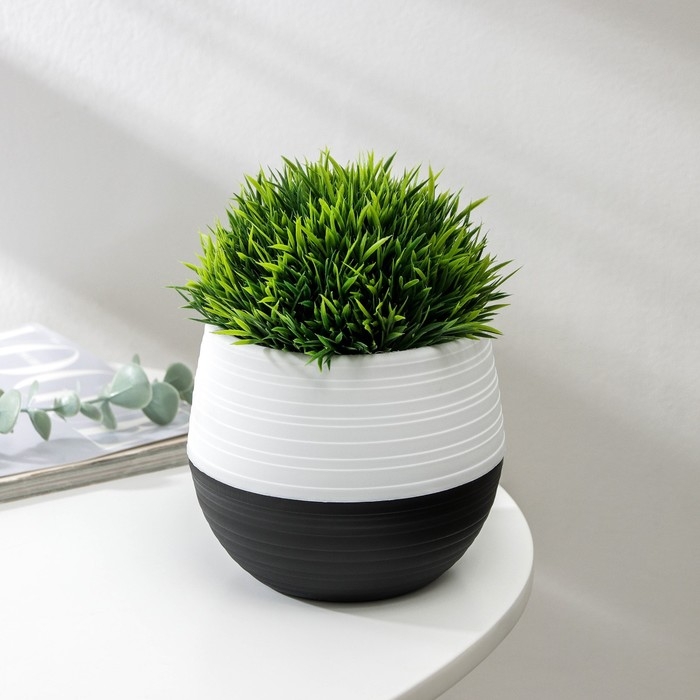 Горшок для цветов с поддоном «Дуэт», 500 мл, пластиковый, чёрно-белый Горшок для цветов с поддоном «Дуэт», 500 мл, пластиковый, чёрно-белый