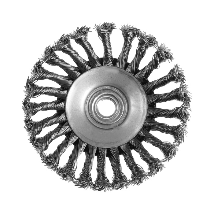Щетка металлическая для УШМ ТУНДРА, крученая проволока,  Щетка металлическая для УШМ ТУНДРА, крученая проволока, "тарелка", М14, 125 мм