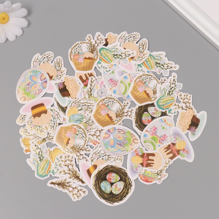 Наклейки для творчества Наклейки для творчества "Праздник Светлой Пасхи" тиснение золото набор 48 шт 9х7х0,8 см