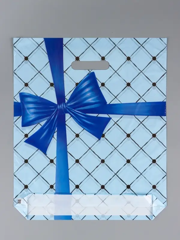 Пакет &laquo;Синий бант&raquo;, полиэтиленовый с вырубной ручкой, 36&times;43 + 3 см, 35 мкм
