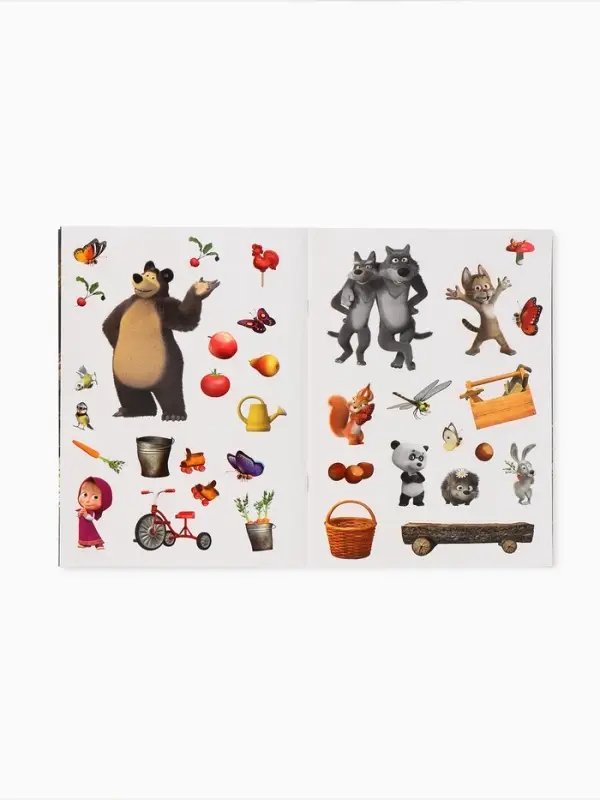 Многоразовые наклейки &laquo;В гостях у Медведя&raquo;, формат А4, Маша и Медведь