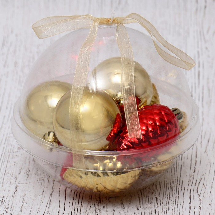 Набор украшений пластик 9 шт Набор украшений пластик 9 шт "Джоан" красно-золотой