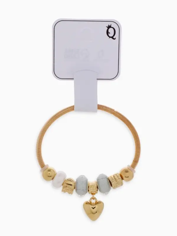 Браслет с шармами &laquo;Марджери. Сердце и жемчуг&raquo;, d=6.5 см, белый в розовом золоте
